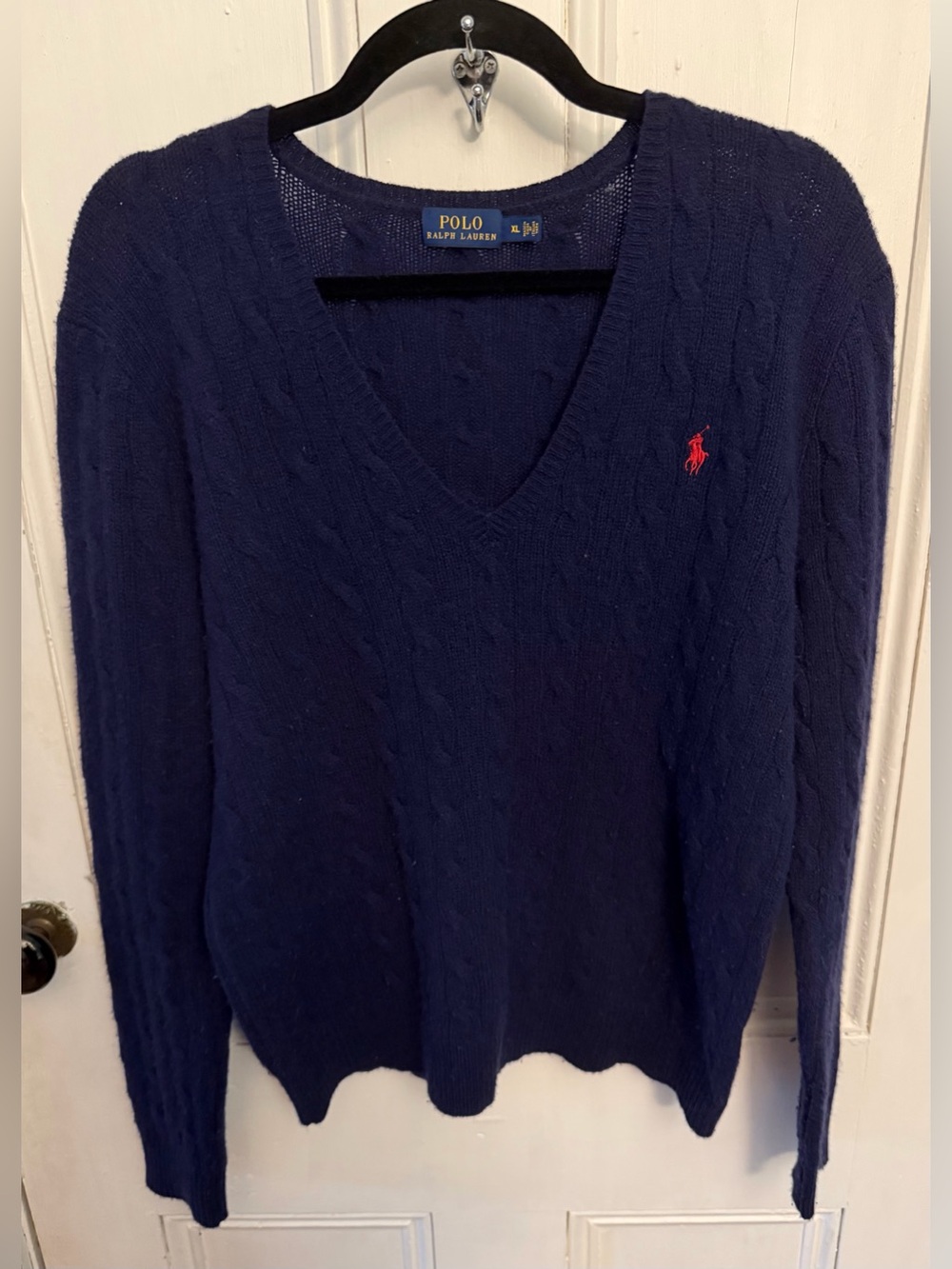 Polo Ralph Lauren Women’s Cable-Knit Wool-Cashmere V-Neck Sweater Size XL - Picture 3 of 6